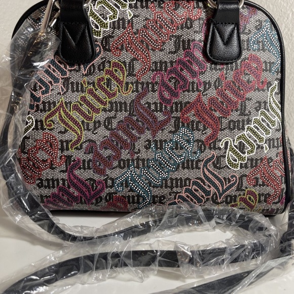 NEW Juicy Couture Black Beige Multi Lock N Chain Satchel Handbag Purse - Picture 11 of 14